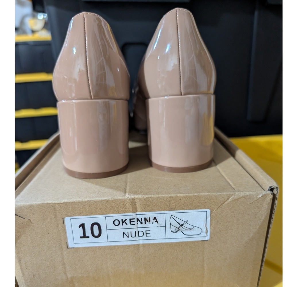 New Journee Collection Okenna Nude Patent Mary Jane Block Heel Pumps Women's 10 - Picture 4 of 6